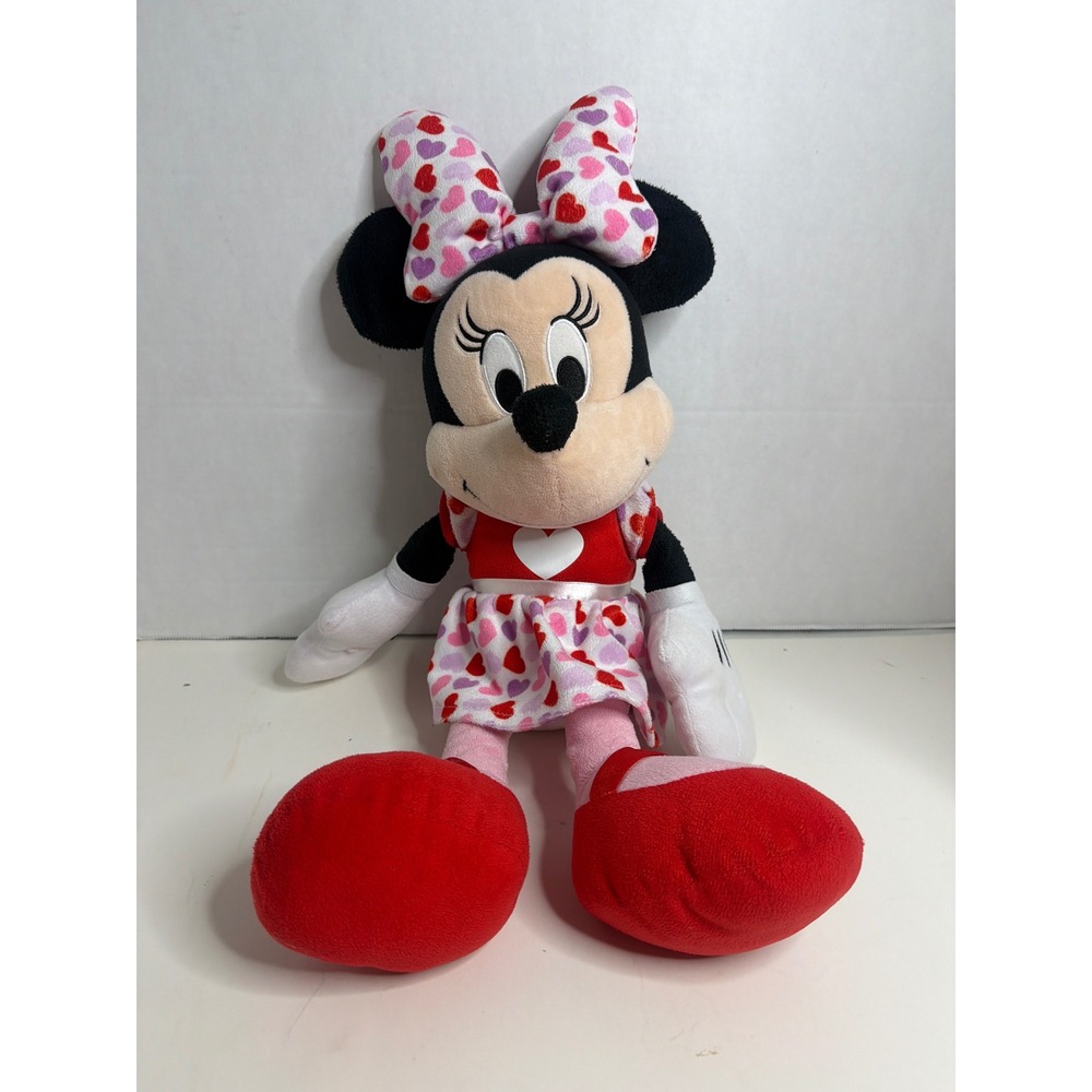 Disney Minnie Mouse Valentines Day Heart Dress Plush Toy Just Play Red Pink 12in